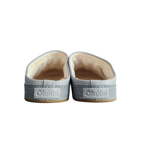 OluKai Hamani Blue Storm Gray Leather Mule Mens Size 11 - Picture 4 of 13